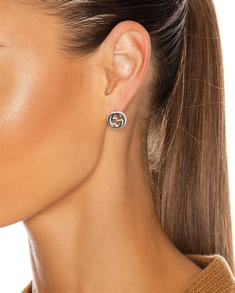 gucci interlocking g earrings|gucci interlocking g silver earrings.